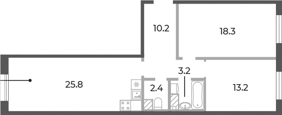 Планировка: Евротрёшка 73,1 м² в ЖК «Neva Haus»