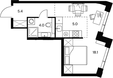 Планировка: Студия 32,5 м² в ЖК «НЕКСУС от Аквилон»