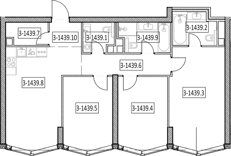 Планировка: Квартира евро-4 90,8 м² в ЖК «Айс Тауэрс»
