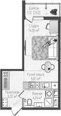 Планировка: Студия 29,6 м² в ЖК «Рига Хиллс»
