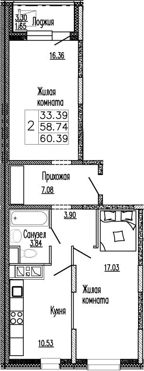 2-комнатная квартира