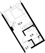 Планировка: Студия 20 м² в ЖК «МОСКО»