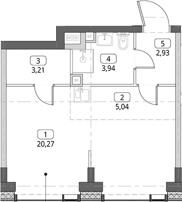 Планировка: Студия 35,4 м² в ЖК «СИТИДЗЕН»