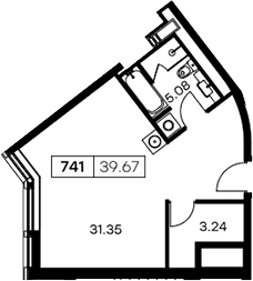 Планировка: Студия 38,6 м² в ЖК «Апарт-отель Заневский»