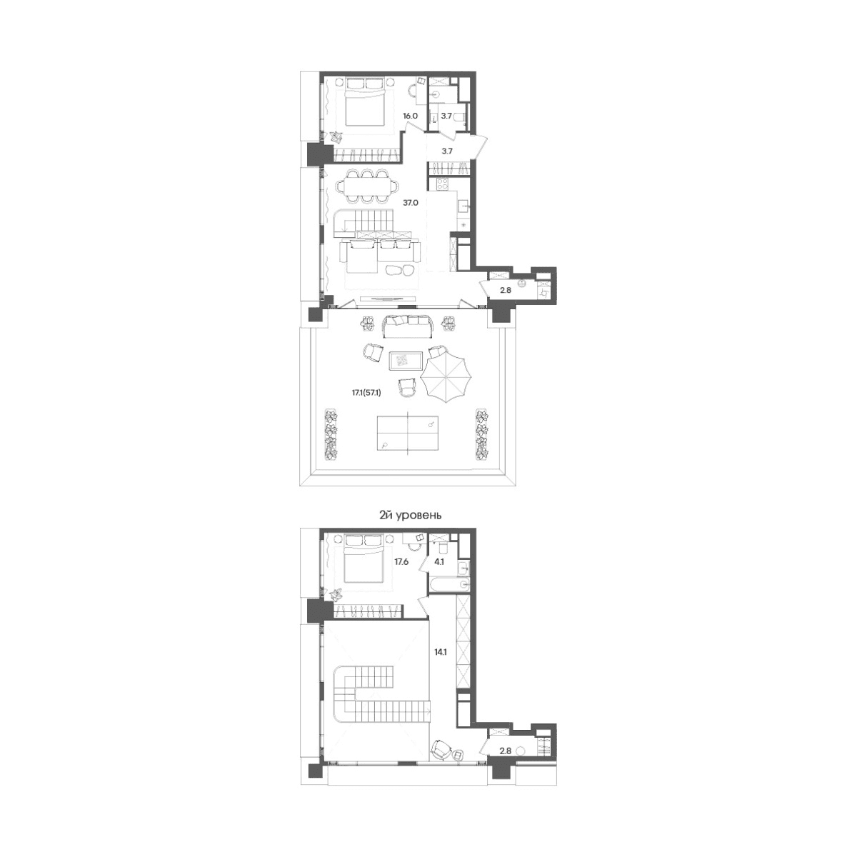 Планировка: Евротрёшка 101,8 м² в ЖК «СТОУН Грэйн»