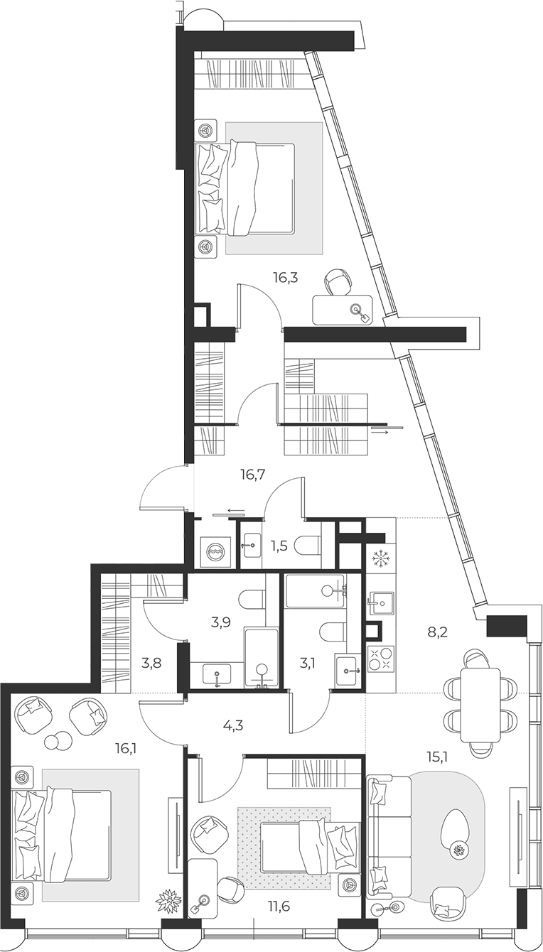 Планировка: Квартира евро-4 100,6 м² в ЖК «МАСТЕРС»