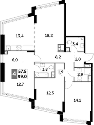 4-комнатная квартира