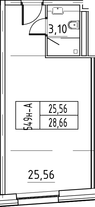 Планировка: Студия 28,7 м² в ЖК «ЙЕС Лидер»