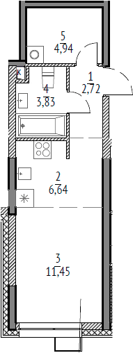Планировка: Студия 29,6 м² в ЖК «N'ICE LOFT»