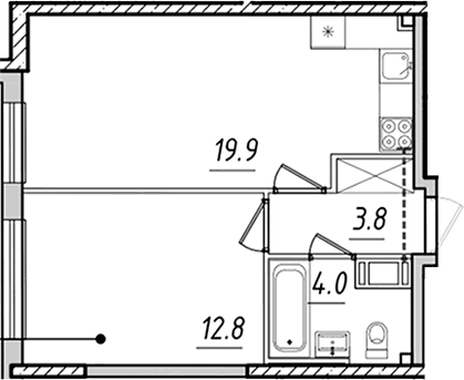 Планировка: Евродвушка 40,5 м² в ЖК «Измайловский»