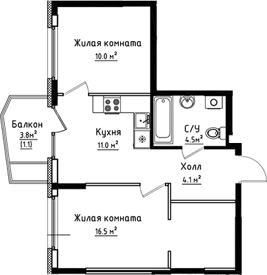 2-комнатная квартира