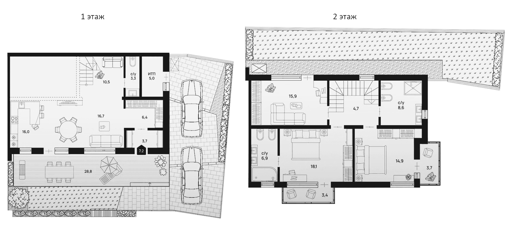 Планировка: Таунхаус 142,7 м² в ЖК «Отрада на реке»