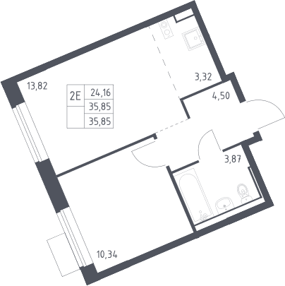 Планировка: Евродвушка 35,9 м² в ЖК «Молжаниново»