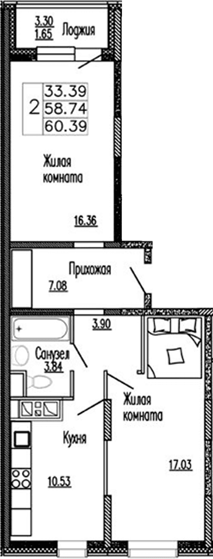 2-комнатная квартира