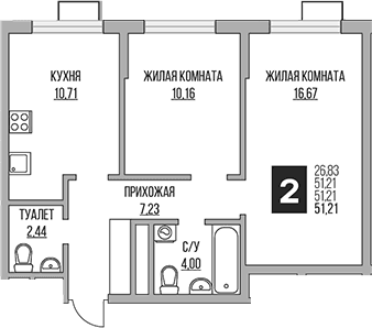 2-комнатная квартира