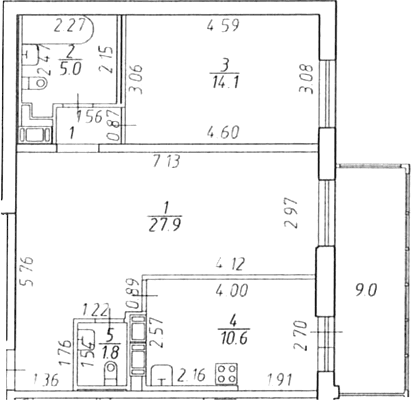 Планировка: 2-комнатная квартира 59,4 м² в ЖК «Экос»