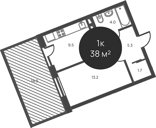 Планировка: 1-комнатная квартира 33,7 м² в ЖК «Павлово 3»