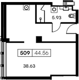 Планировка: Студия 44,6 м² в ЖК «Апарт-отель Заневский»