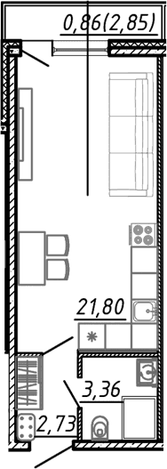 Планировка: Студия 27,9 м² в ЖК «Догма Юкки»