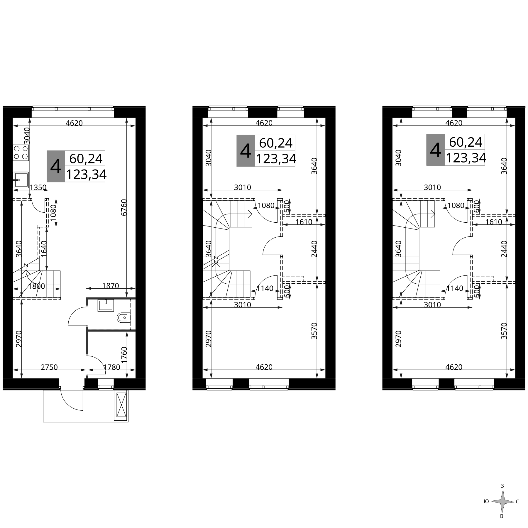 Планировка: Таунхаус 123,3 м² в ЖК «Мартемьяново Клаб»