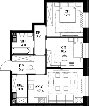 2-комнатная квартира