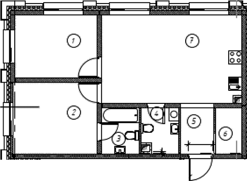 Планировка: Квартира 62,4 м² в ЖК «Ориент Экспресс»