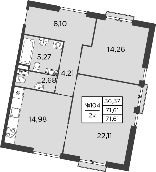 2-комнатная квартира