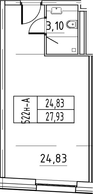 Планировка: Студия 27,9 м² в ЖК «ЙЕС Лидер»