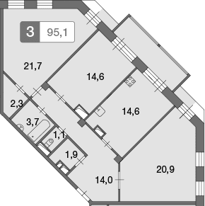 3-комнатная квартира