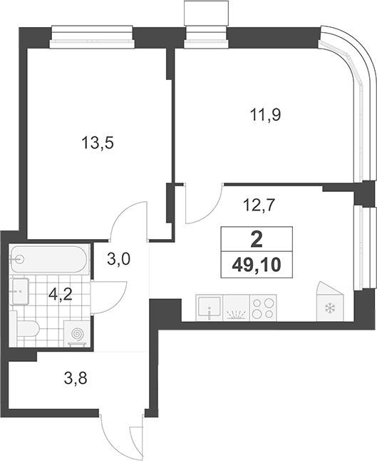 2-комнатная квартира