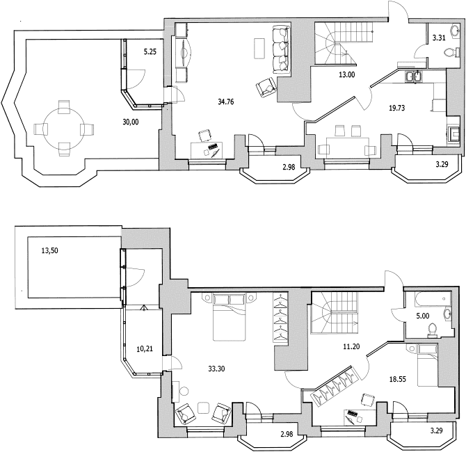 Планировка: Квартира евро-4 143,4 м² в ЖК «Байрон»