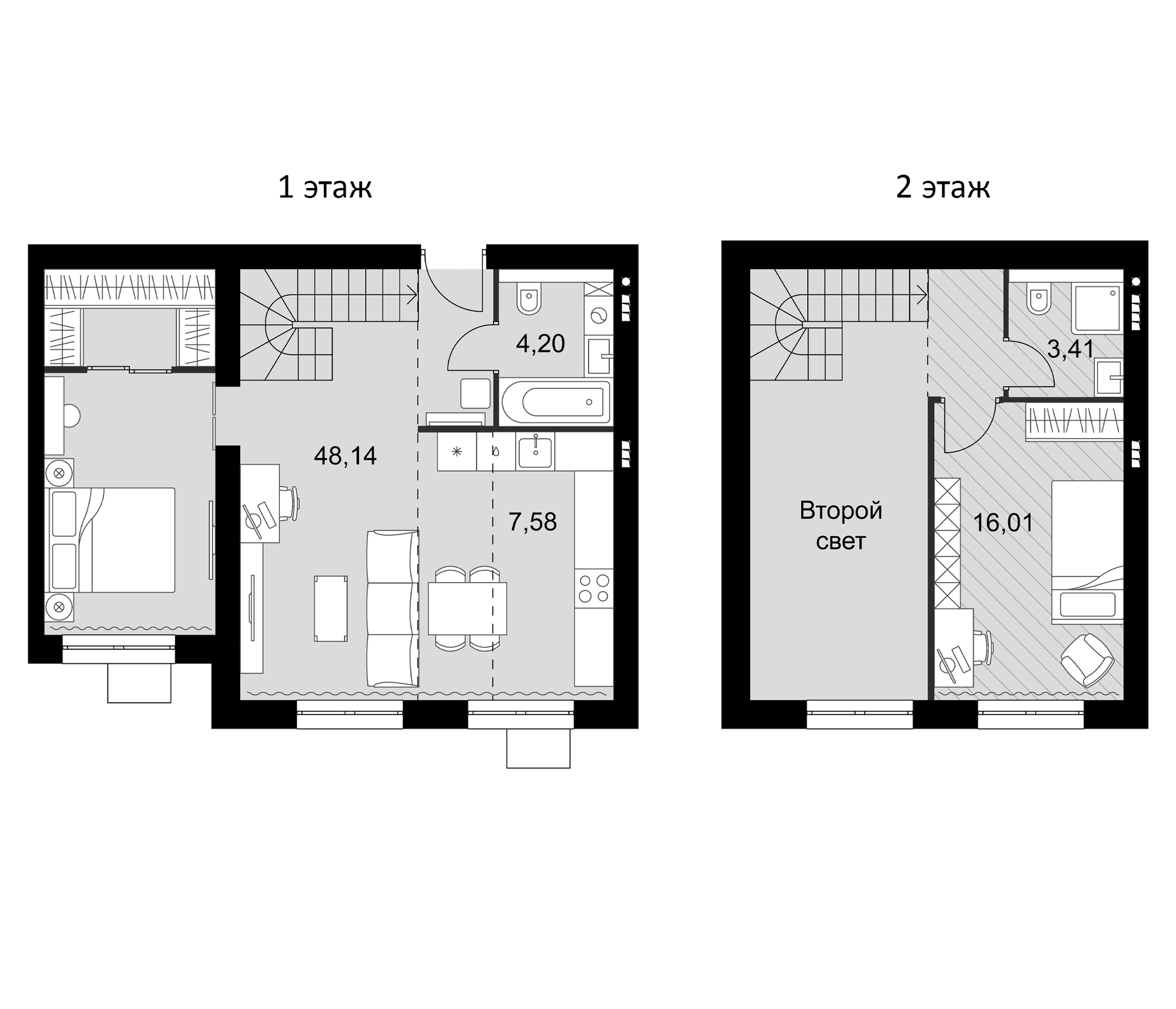 Планировка: 2-комнатная квартира 71,8 м² в ЖК «Мартемьяново Клаб»