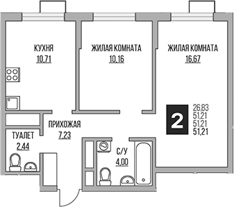 2-комнатная квартира