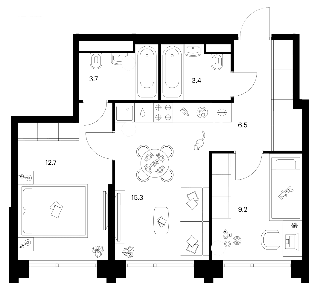 2-комнатная квартира