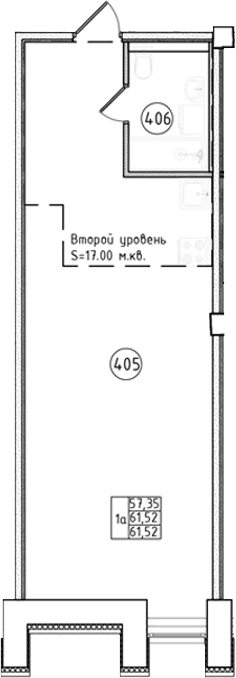 Планировка: Студия 61,5 м² в ЖК «Апарт-отель Фомин»