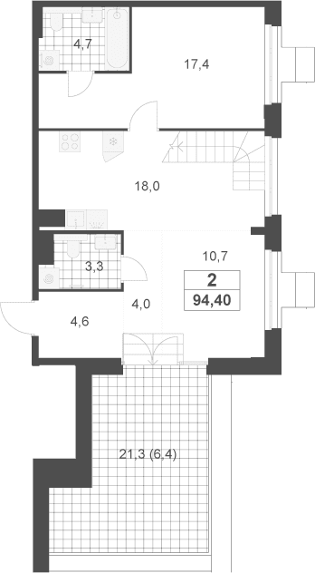 Планировка: Квартира 88 м² в ЖК «Южные сады»