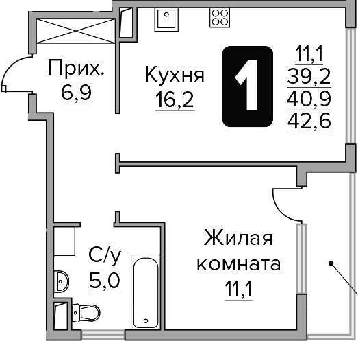 1-комнатная квартира