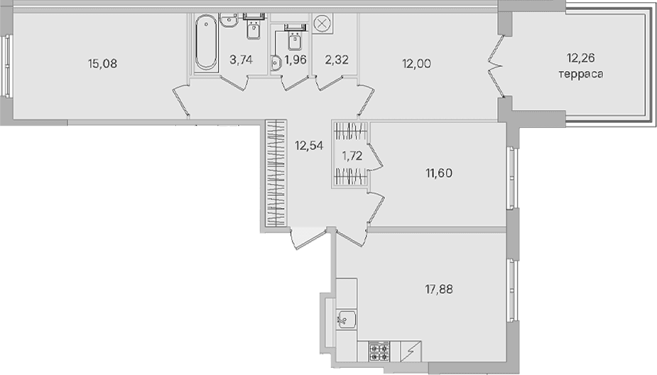 Планировка: Квартира евро-4 78,8 м² в ЖК «Дубровский»
