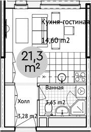 Планировка: Студия 21,3 м² в ЖК «Адрес»