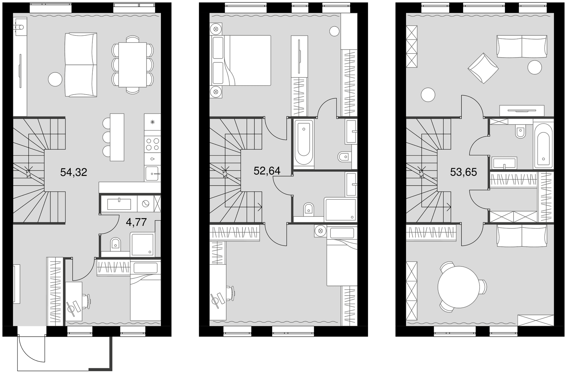 Планировка: Таунхаус 165,4 м² в ЖК «Мартемьяново Клаб»