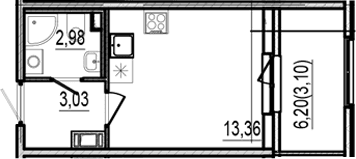 Планировка: Студия 19,4 м² в ЖК «Оптимист»