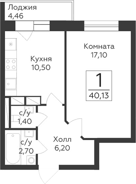 1-комнатная квартира