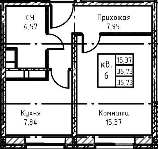 1-комнатная квартира