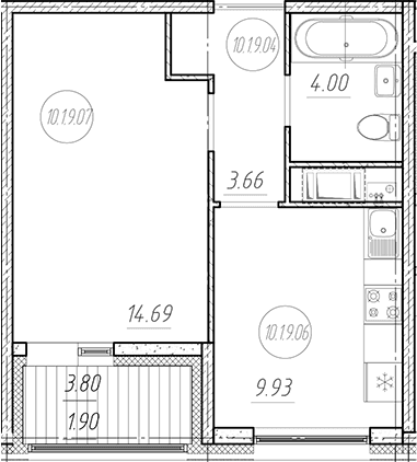 Планировка: 1-комнатная квартира 32,3 м² в ЖК «Новый Московский»