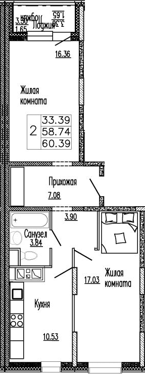 2-комнатная квартира