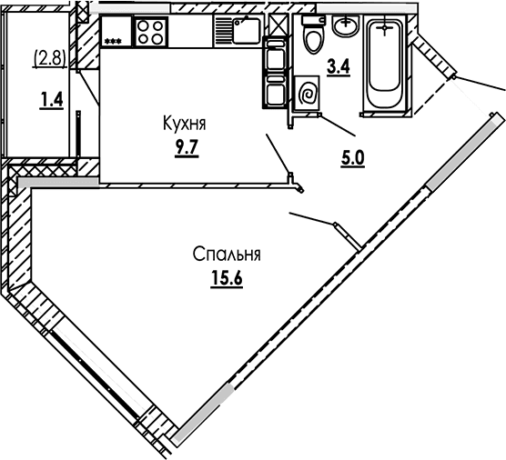 1-комнатная квартира