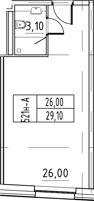 Планировка: Студия 29,1 м² в ЖК «ЙЕС Лидер»