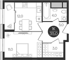 1-комнатная квартира