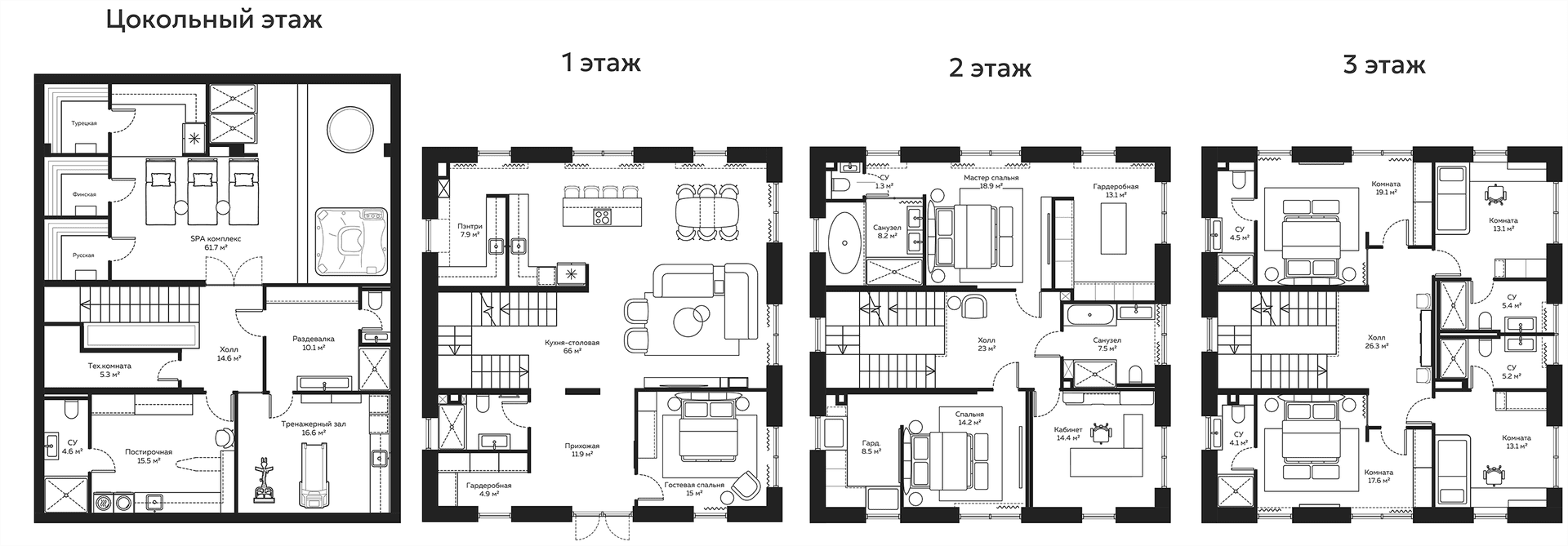 Планировка: Коттедж 481,1 м² в ЖК «River Residences»