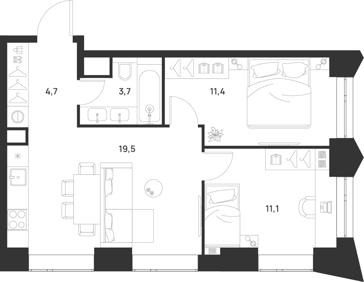 2-комнатная квартира